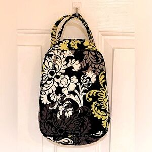 VERA BRADLEY Quilted Lunch Bag Tote Baroque Floral Lined Black Gray Yellow EUC